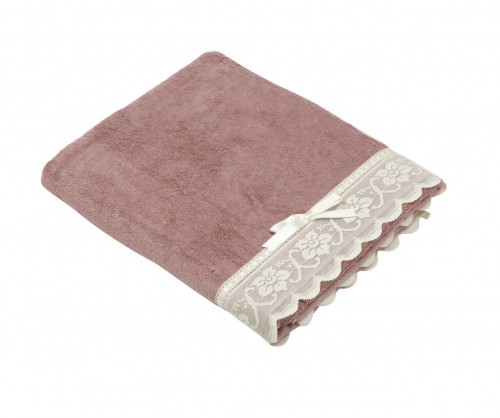Полотенце с кружевом Buratto розовое