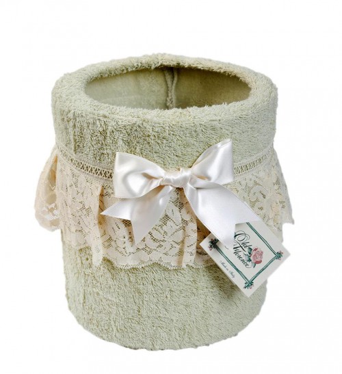 Ведерко с кружевом Валансье зеленое