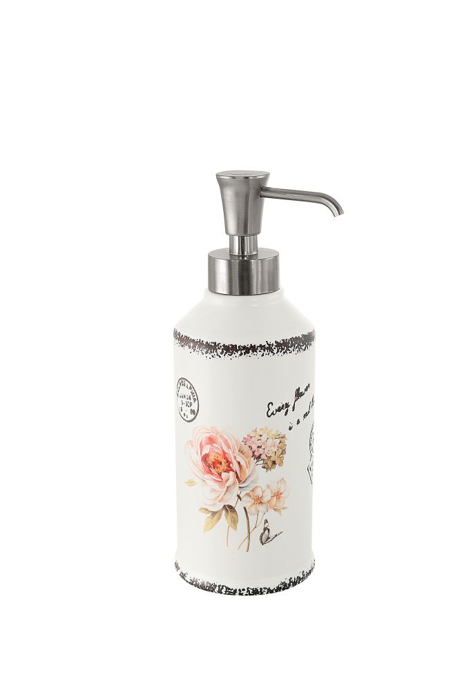 Gedy Clothilde, настольный керамический дозатор с пластиковой помпой, цвет белый с рисунком