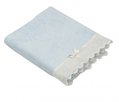 Полотенце с кружевом Buratto голубое