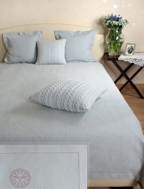 Покрывало с мережкой Country голубой