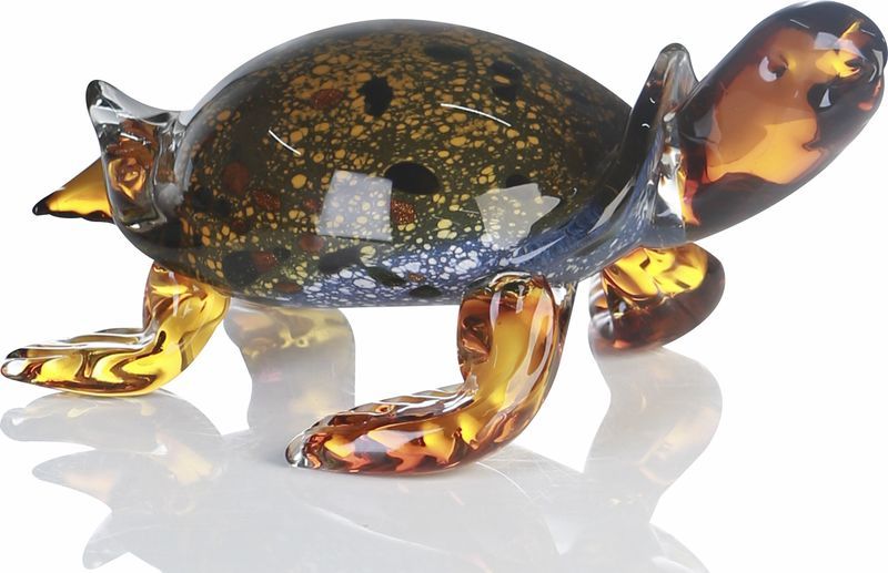Casablanca, стеклянная скульптура "Черепаха", цвет коричнево-желто-оранжевый