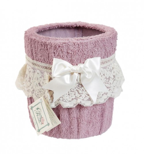 Ведерко с кружевом Валансье розовое