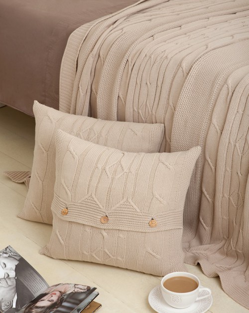 Наволочка вязаная Imperio 40 пудра 1