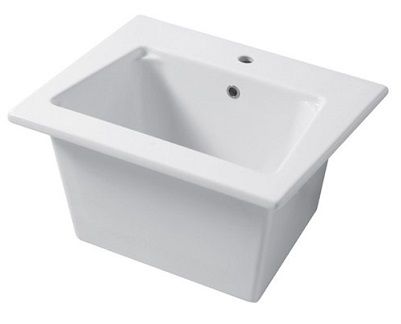 Disegno ceramica Landscape, накладная и встраиваемая постирочная/хозяйственная раковина MAXI 61х51хh34 см, цвет белый глянцевый