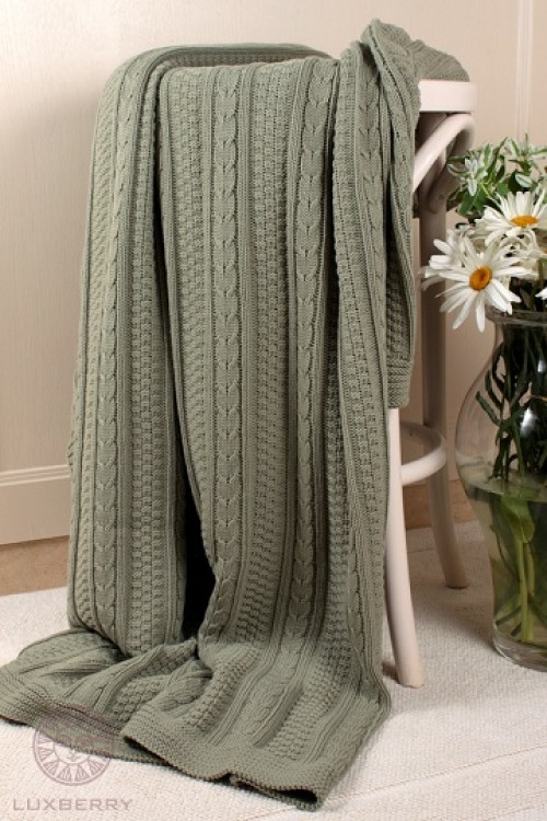 Плед Imperio 10 вязаный зеленый