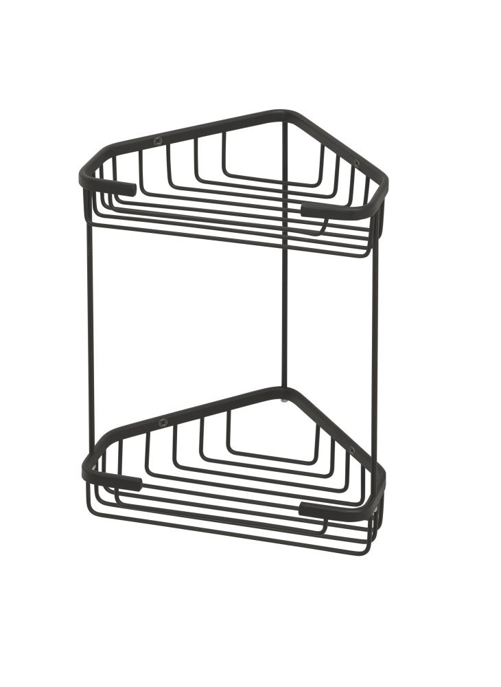 Gedy, решётка угловая 2-х уровневая, высота 27 см, цвет черный матовый