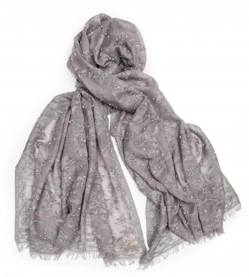 Шарф из шерсти с жемчугом Belle de jour 100х200