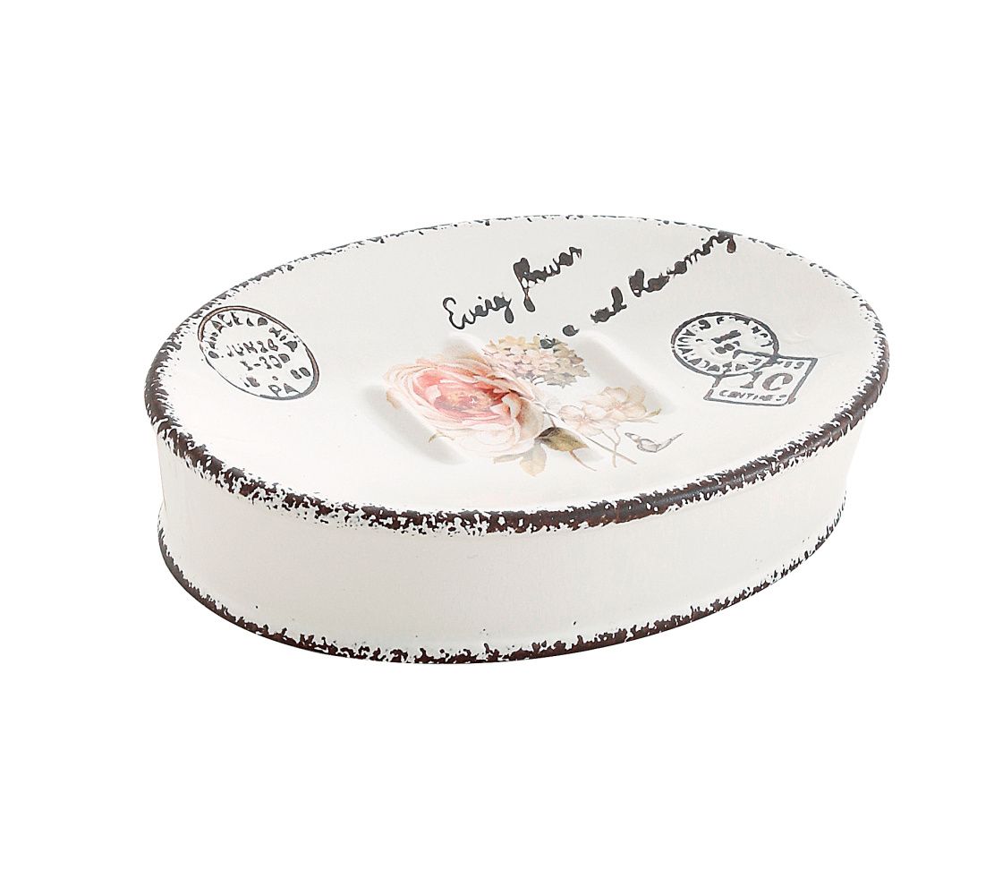 Gedy Clothilde, настольная керамическая мыльница, цвет белый с рисунком