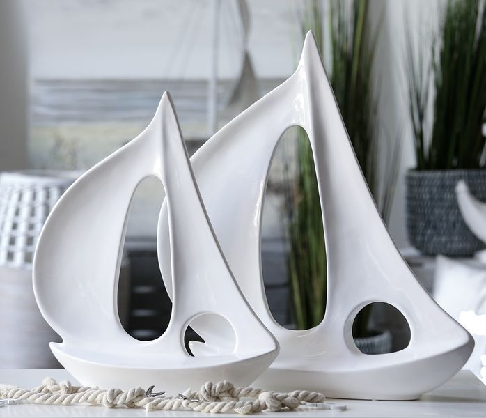 Casablanca, фигурка большая керамическая "Парусник, цвет белый