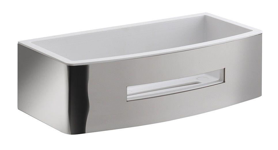 Gedy, решётка прямоугольная 1-уровневая c ABS вкладышем (24х12,3хh7,2), цвет хром - белый пластик