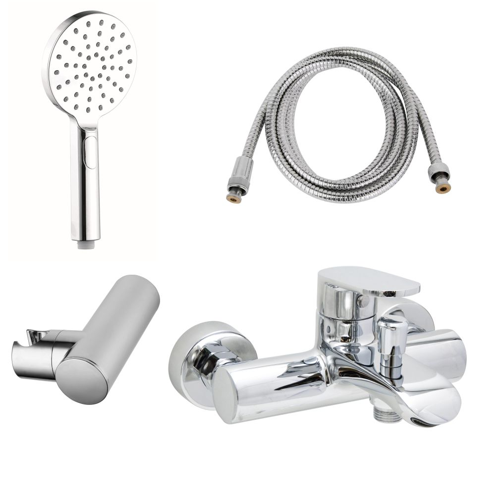 AQG Beta, однорычажный смеситель для ванны c набором для душа, цвет хром