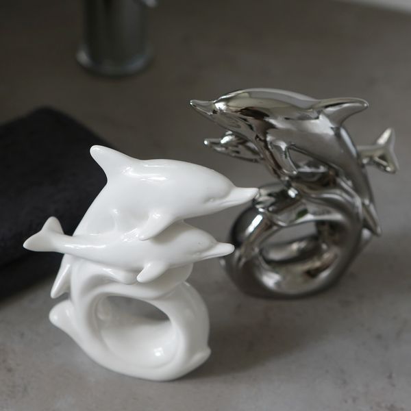 Casablanca, фигурка керамическая "Дельфин", цвет серебристый