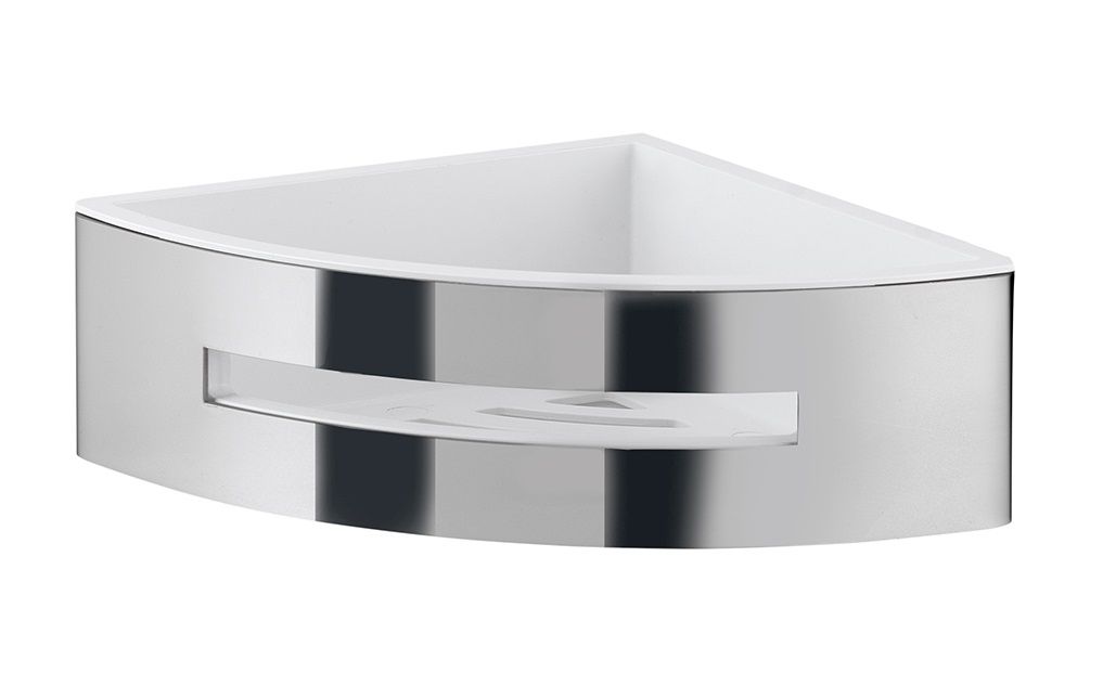 Gedy, решётка угловая 1-уровневая c ABS вкладышем (19,8х19,8хh7,2), цвет хром - белый пластик