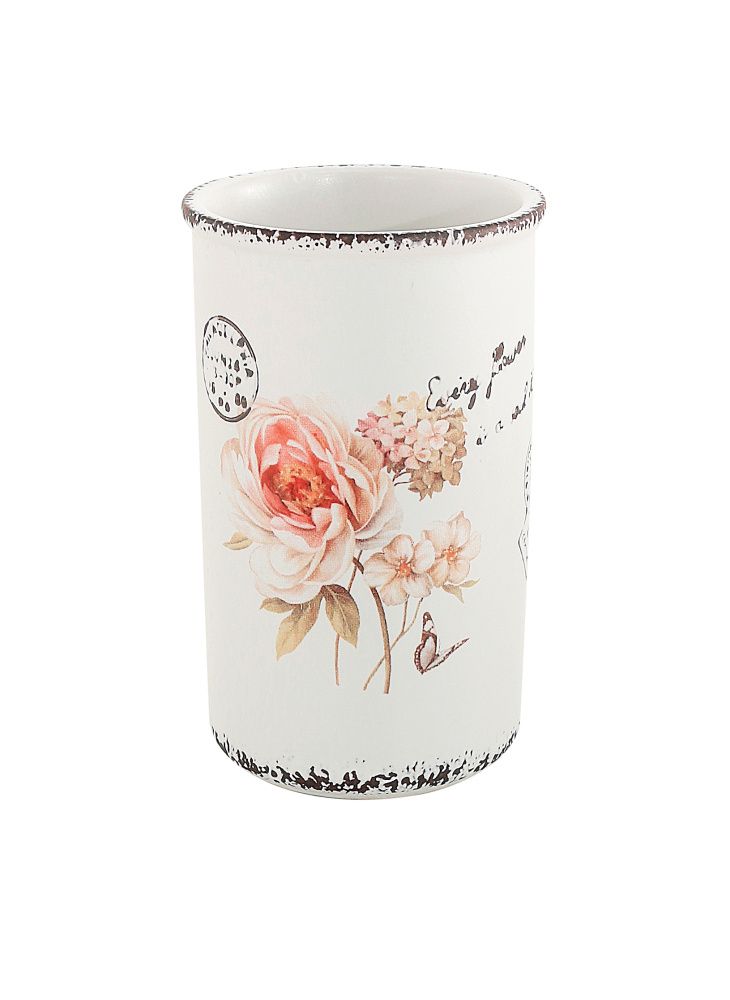 Gedy Clothilde, настольный керамический стакан, цвет белый с рисунком