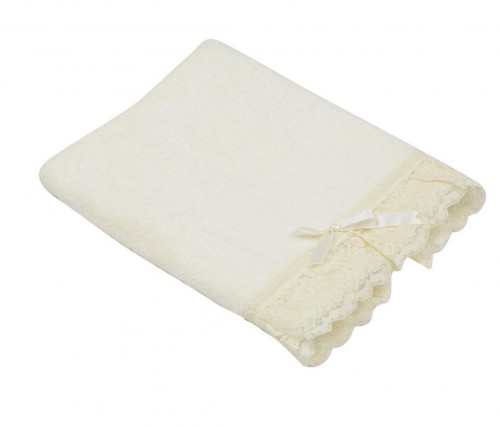 Элитное полотенце с кружевом Валансье бежевое